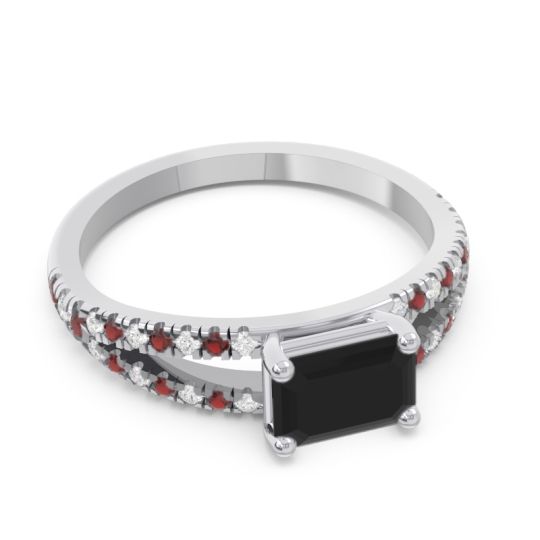 Cathedral Pave Emerald Cut Makara Ring