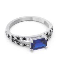 Cathedral Pave Emerald Cut Makara Ring