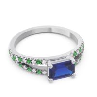 Cathedral Pave Emerald Cut Makara Ring