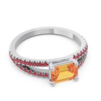 Cathedral Pave Emerald Cut Makara Ring