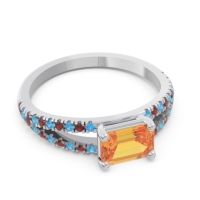 Cathedral Pave Emerald Cut Makara Ring