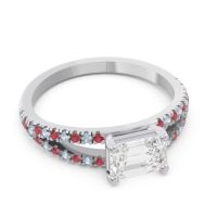 Cathedral Pave Emerald Cut Makara Ring