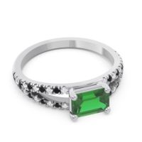 Cathedral Pave Emerald Cut Makara Ring