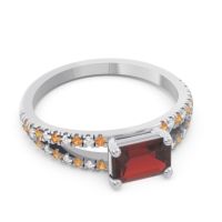 Cathedral Pave Emerald Cut Makara Ring