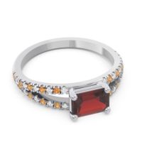 Cathedral Pave Emerald Cut Makara Ring