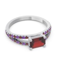 Cathedral Pave Emerald Cut Makara Ring