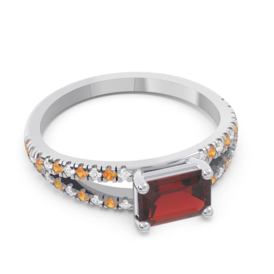 Cathedral Pave Emerald Cut Makara Ring