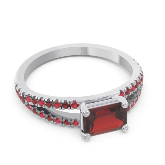 Cathedral Pave Emerald Cut Makara Ring