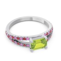 Cathedral Pave Emerald Cut Makara Ring