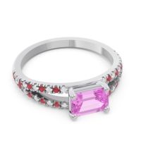 Cathedral Pave Emerald Cut Makara Ring