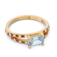 Cathedral Pave Emerald Cut Makara Ring