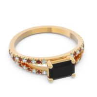 Cathedral Pave Emerald Cut Makara Ring