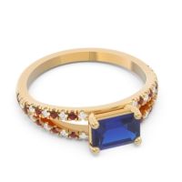 Cathedral Pave Emerald Cut Makara Ring