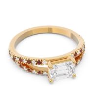 Cathedral Pave Emerald Cut Makara Ring