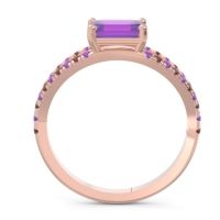 Cathedral Pave Emerald Cut Makara Ring