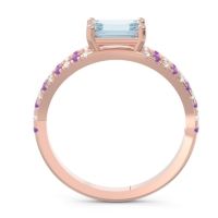 Cathedral Pave Emerald Cut Makara Ring