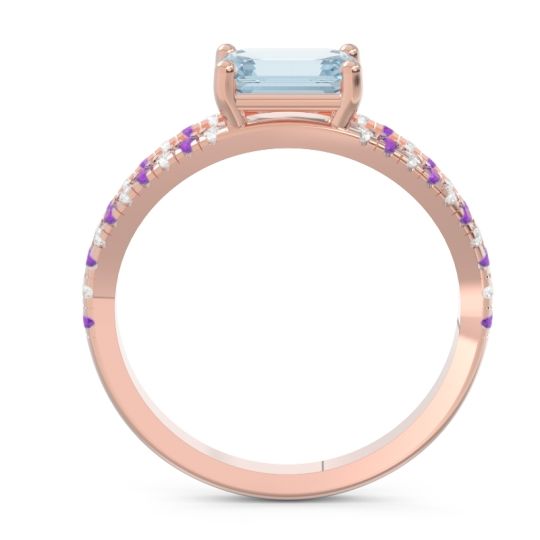 Cathedral Pave Emerald Cut Makara Ring