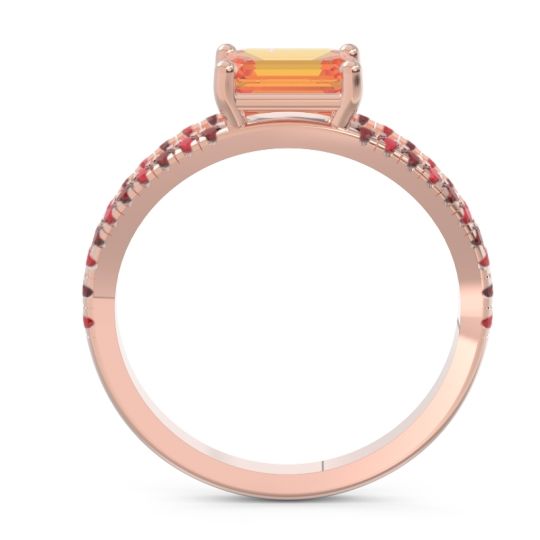 Cathedral Pave Emerald Cut Makara Ring