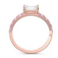 Cathedral Pave Emerald Cut Makara Ring