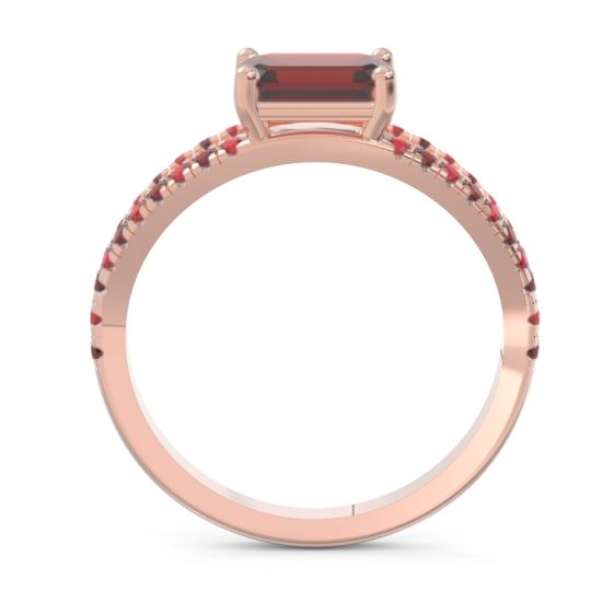 Cathedral Pave Emerald Cut Makara Ring