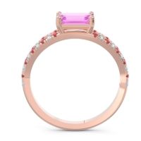 Cathedral Pave Emerald Cut Makara Ring