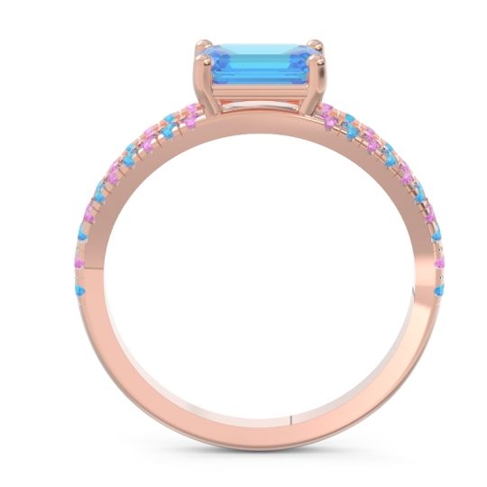 Cathedral Pave Emerald Cut Makara Ring