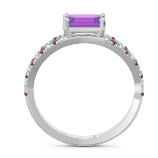 Cathedral Pave Emerald Cut Makara Ring