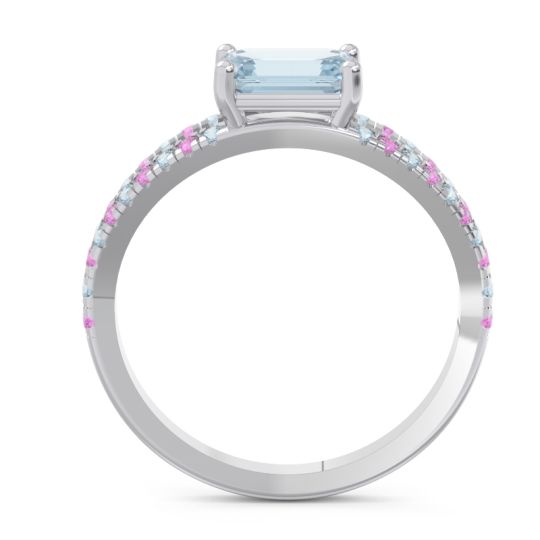 Cathedral Pave Emerald Cut Makara Ring