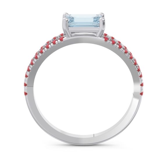 Cathedral Pave Emerald Cut Makara Ring