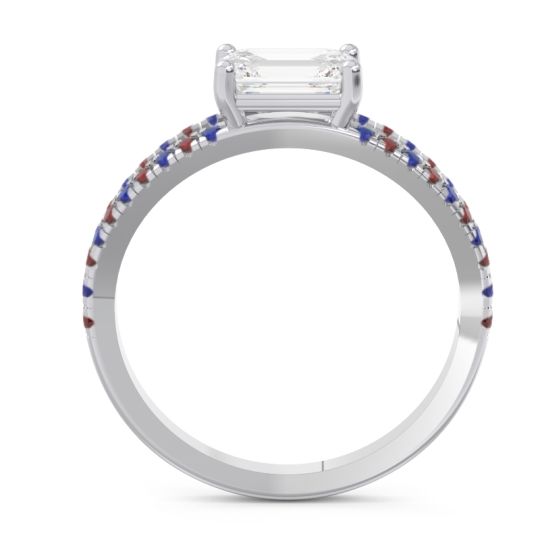 Cathedral Pave Emerald Cut Makara Ring