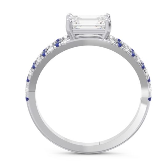 Cathedral Pave Emerald Cut Makara Ring