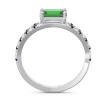 Cathedral Pave Emerald Cut Makara Ring