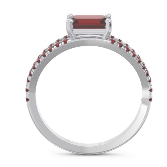 Cathedral Pave Emerald Cut Makara Ring