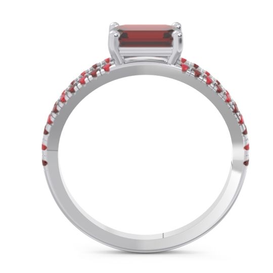 Cathedral Pave Emerald Cut Makara Ring