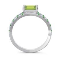 Cathedral Pave Emerald Cut Makara Ring