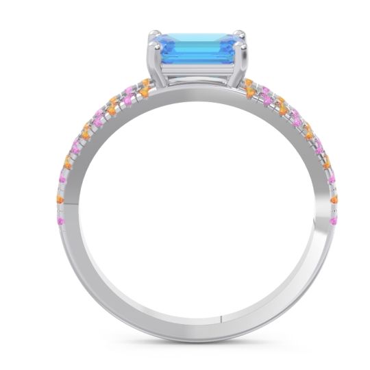 Cathedral Pave Emerald Cut Makara Ring