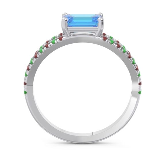 Cathedral Pave Emerald Cut Makara Ring