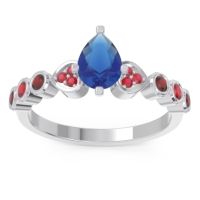 Blue Sapphire Ring In Palladium With Ruby And Garnet Tsaru Pear Modern Ring