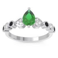 Emerald Ring In Palladium With Diamond And Black Onyx Tsaru Pear Modern Ring