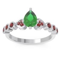 Emerald Ring In Palladium With Garnet Tsaru Pear Modern Ring