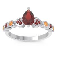 Garnet Ring In Palladium With Citrine Tsaru Pear Modern Ring
