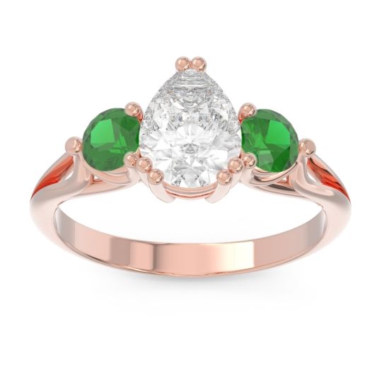 Three Stone Pear Shape Baspa Ring