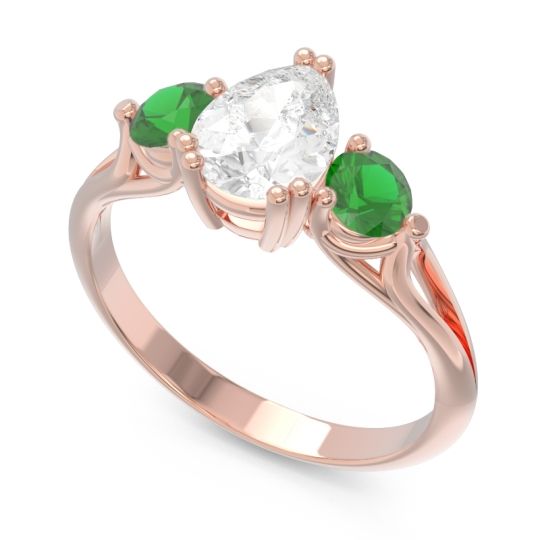 Three Stone Pear Shape Baspa Ring