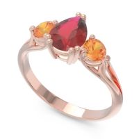 Three Stone Pear Shape Baspa Ring
