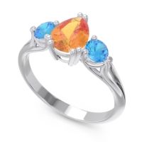 Three Stone Pear Shape Baspa Ring