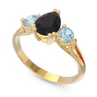 Three Stone Pear Shape Baspa Ring