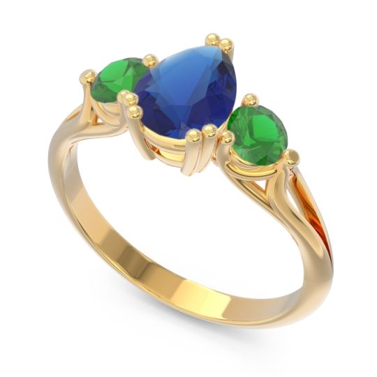 Three Stone Pear Shape Baspa Ring
