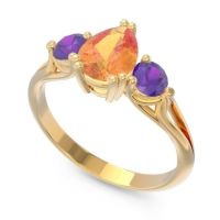 Three Stone Pear Shape Baspa Ring