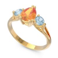 Three Stone Pear Shape Baspa Ring