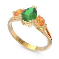 Three Stone Pear Shape Baspa Ring